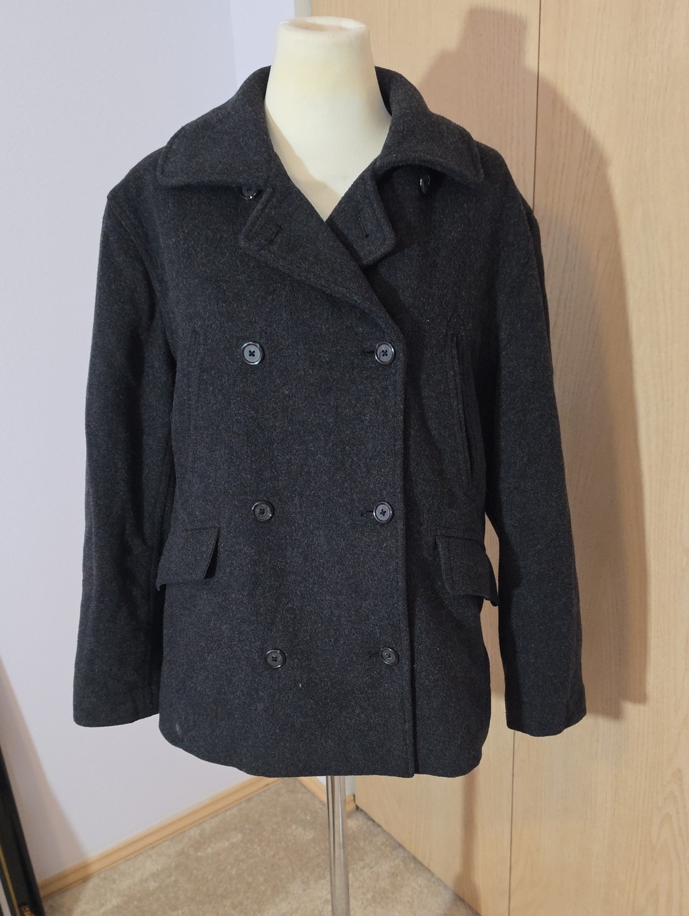 J. Crew Women's Double-Breasted Pea Coat in Charcoal